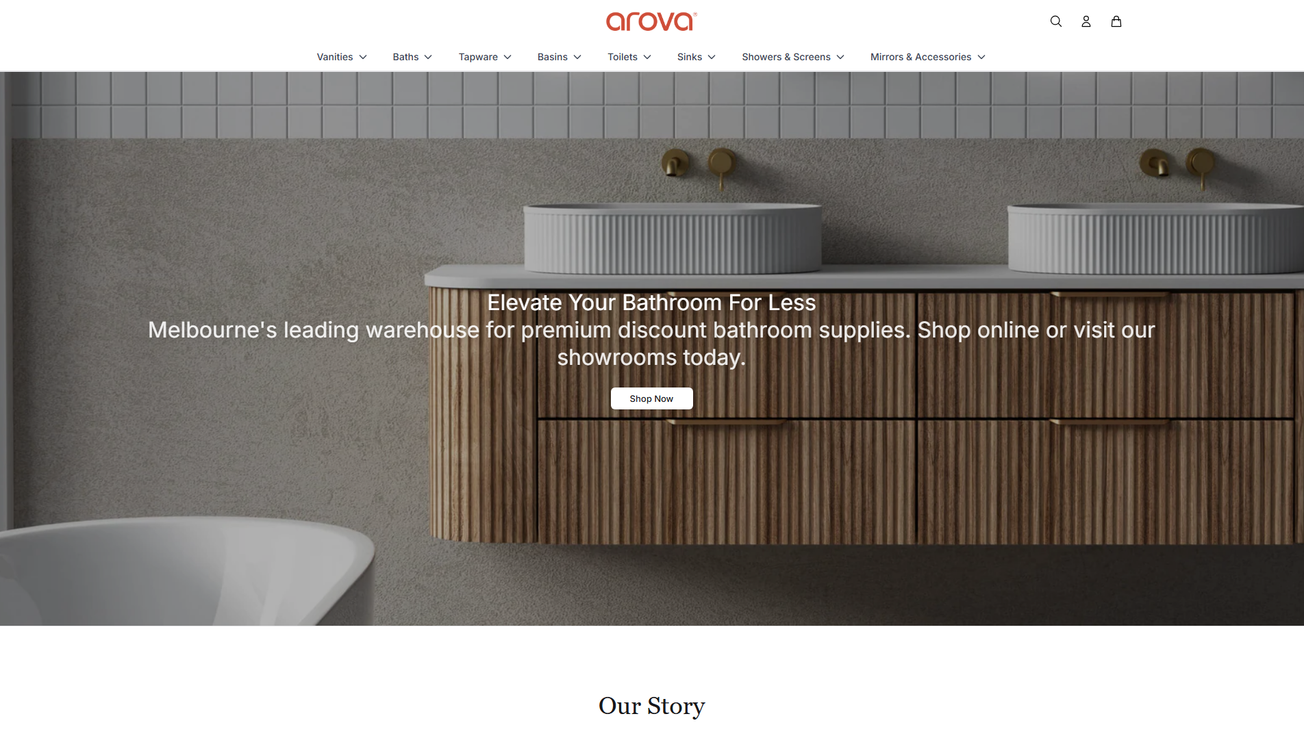 Stored capture of arovahome.shop