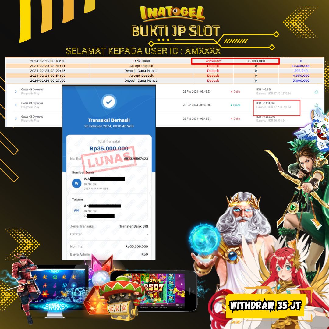 BUKTI PEMBAYARAN JP SLOT GATES OF OLYMPUS Rp35,000,000,- LUNAS