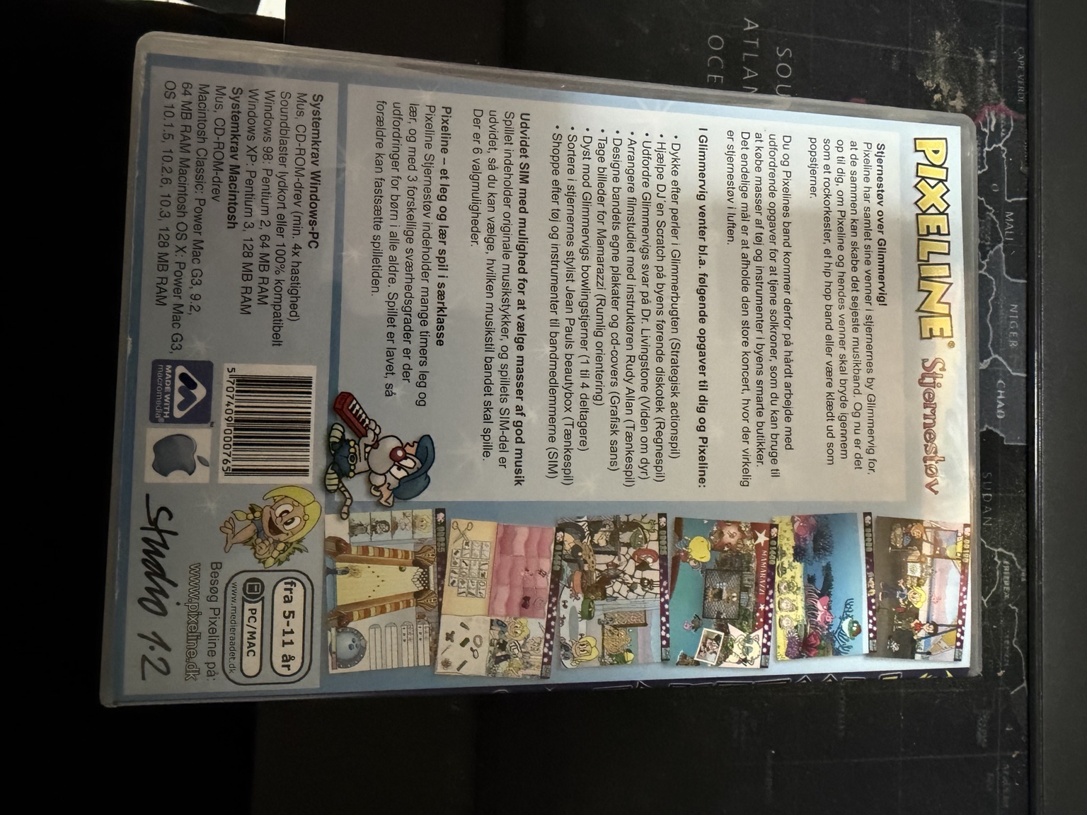 Pixeline Stjernestøv back cover with music activities