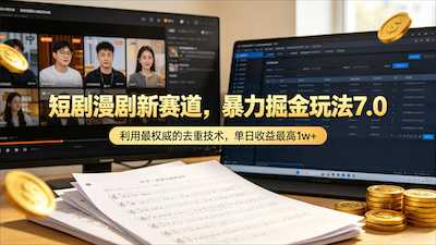 短剧漫剧新赛道，单日可收益最高1w+