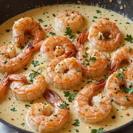 Garlic Shrimp Skillet Recipe with Cream Sauce