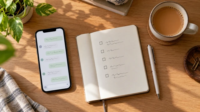 Desk with phone and notebook checklist for a 10-minute GEO audit