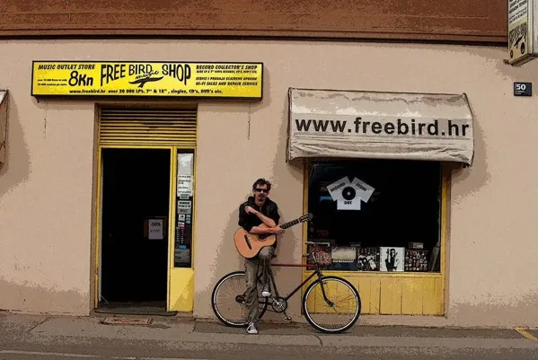 Free Bird Music, our first shop stop. Reference photo via Vinyl World; not a photograph from our visit.