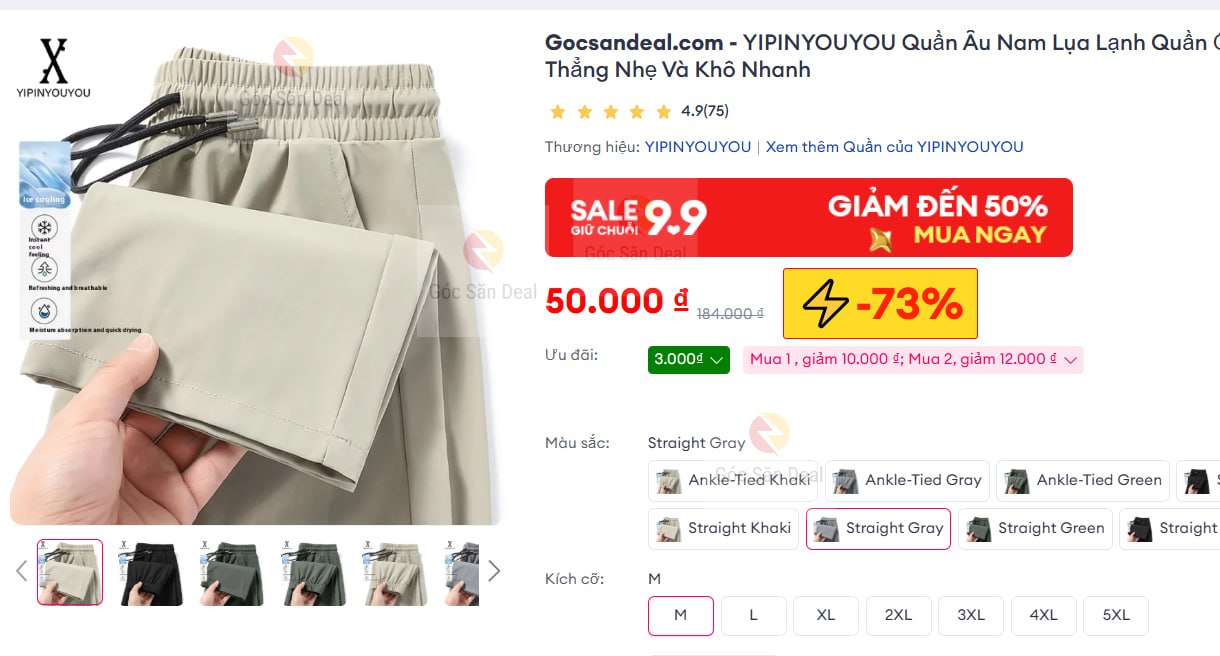 YIPINYOUYOU Quần Âu Nam Lụa Lạnh Quần Ống Thẳng Nhẹ Và Khô Nhanh