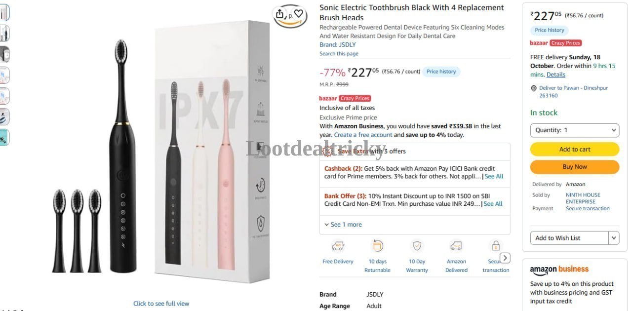 Sonic Electric Toothbrush – Just ₹227 | Lowest Price Deal