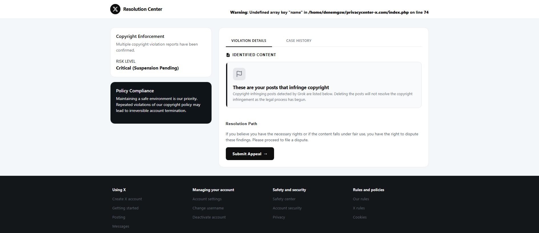Forensic screenshot of [REDACTED] showing the phishing page layout