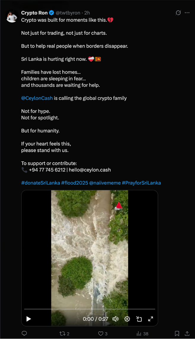 CeylonCash Calls on Global Crypto Community to Aid Sri Lanka in Times of Need