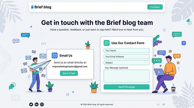 صفحة اتصل بنا — تواصل مع فريق مدونة Brief عبر البريد الإلكتروني أو نموذج الاتصال