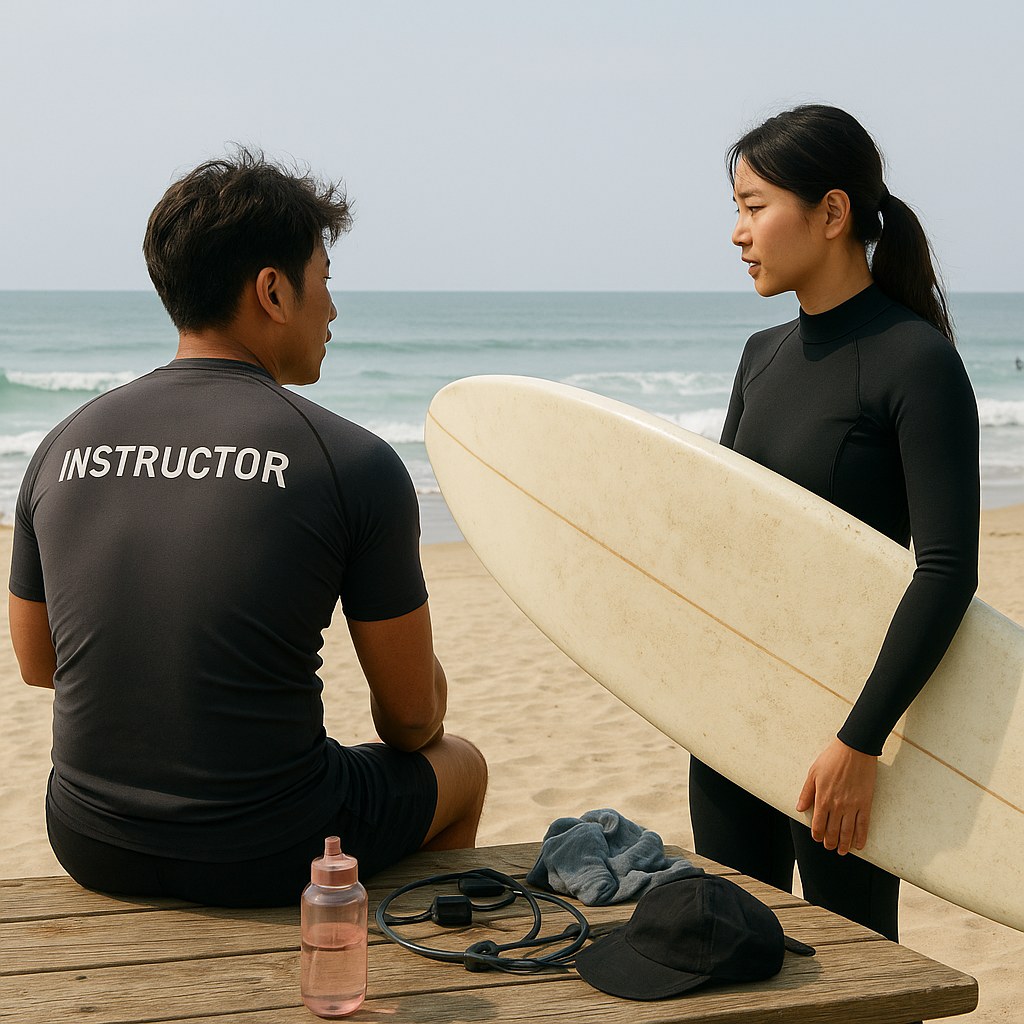 surfing lesson beginner coach beach