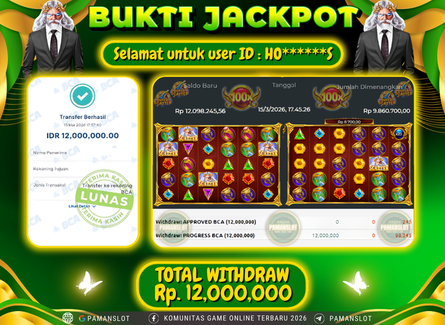 PAMANSLOT JACKPOT Game Gates Of Olympus Super Scatter Rp.12,000,000- LUNAS