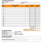 Estimate Sheet