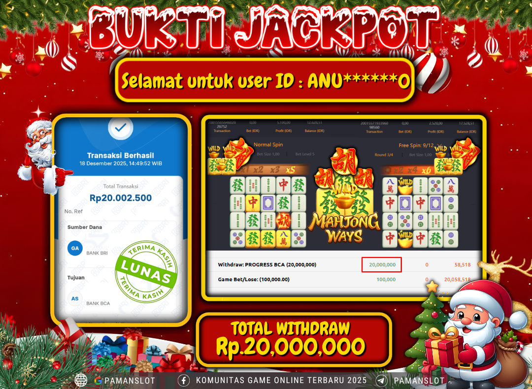 PAMANSLOT JACKPOT Game PG - Mahjong Ways Rp.20,000,000- LUNAS