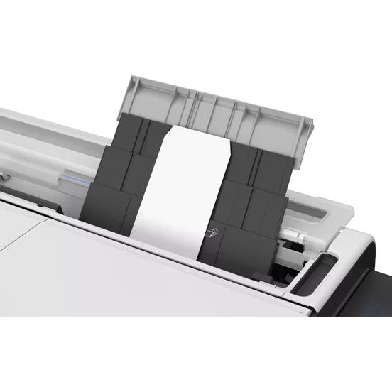 Canon imagePROGRAF TC-21 printer displayed in a workspace setting, emphasizing its compact size and suitability for small offices.