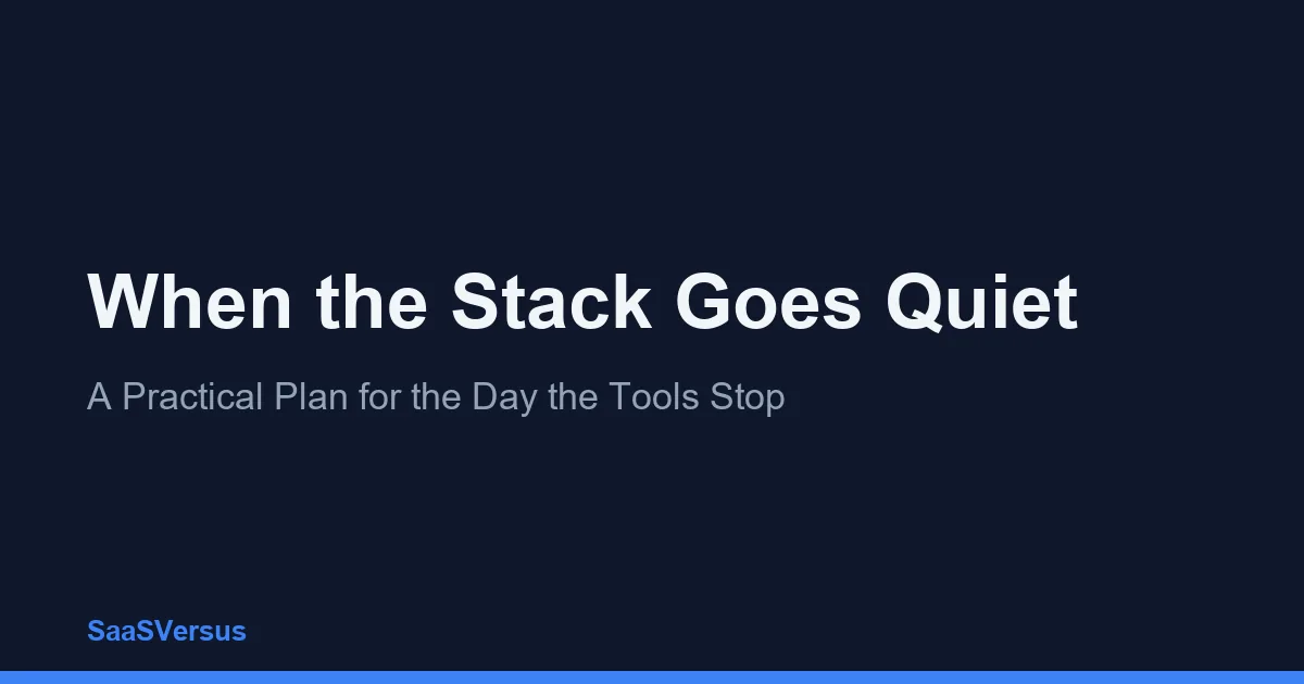 When the Stack Goes Quiet: A Practical Plan for the Day the Tools Stop