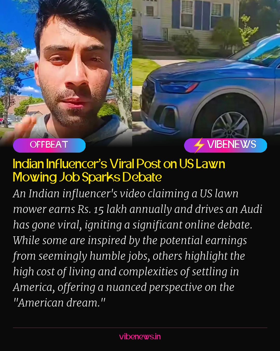 Indian Influencer's Viral Post on US Lawn Mowing Job Sparks Debate