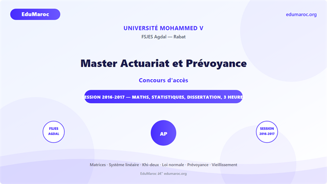Master Actuariat et Prévoyance — FSJES Agdal 2016-2017