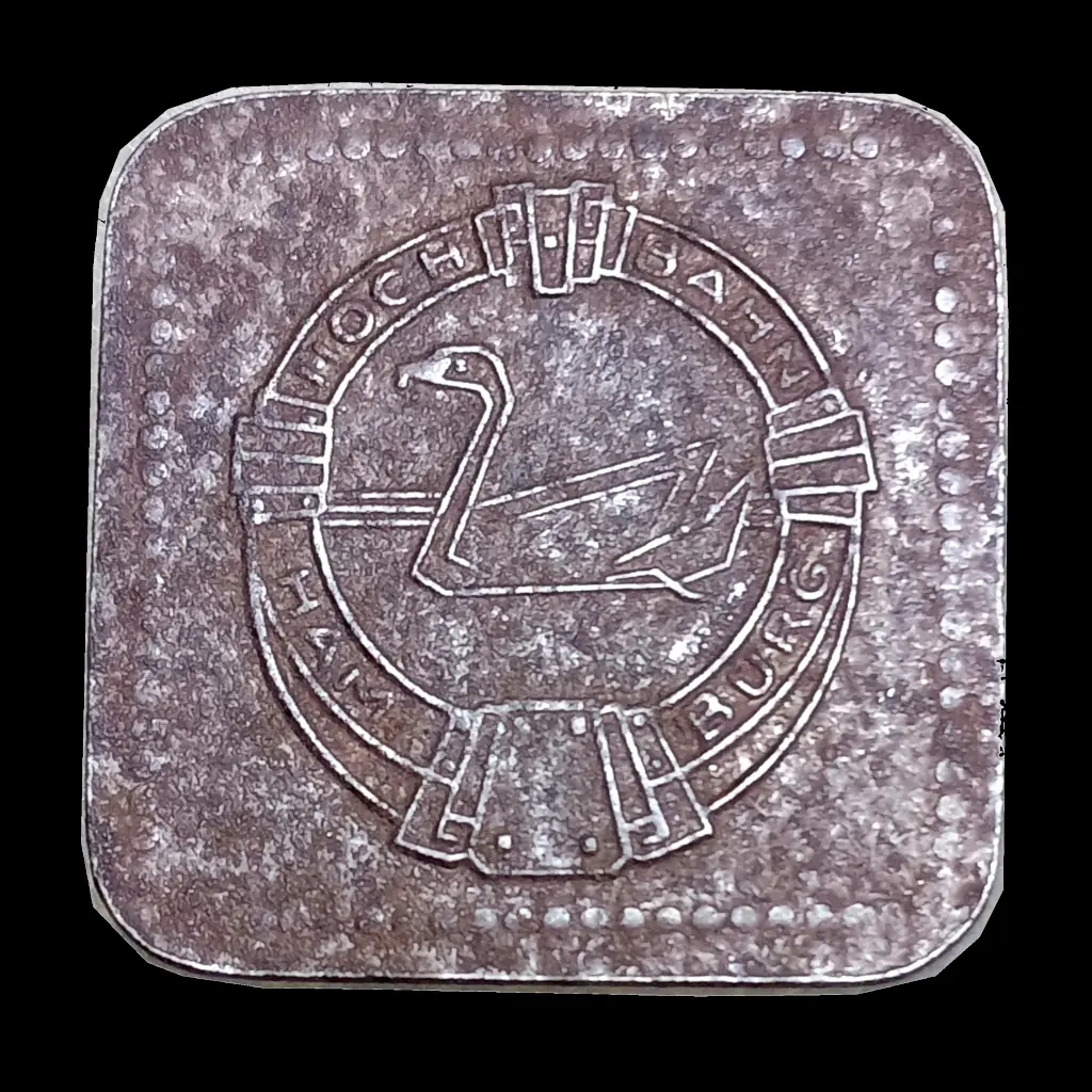 Raro Token da Alemanha, Notgeld, Estado de Hamburgo de 20 Pfennig, Hoch Bahn de 1921 a 1922.