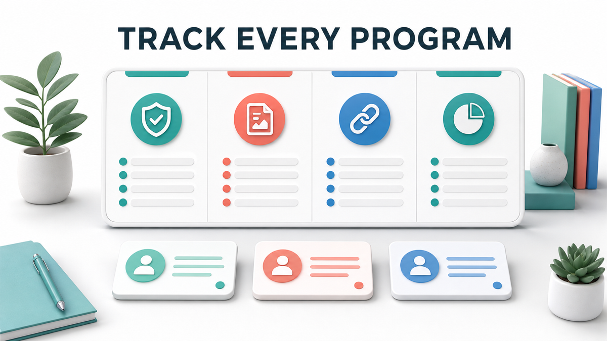 Tracker for affiliate program rules, content, links, and commissions