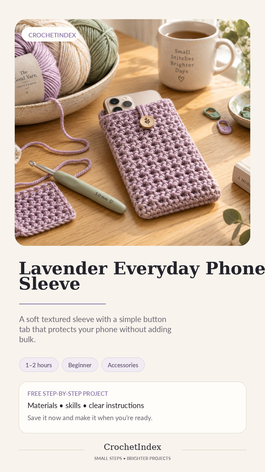 Lavender Everyday Phone Sleeve Pinterest project poster
