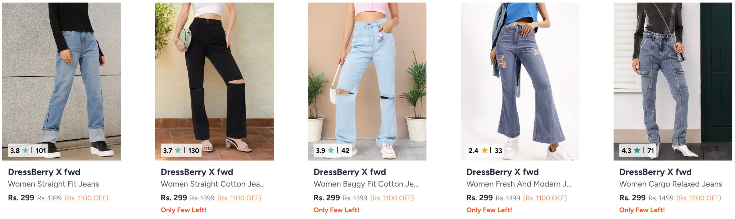 Dressberry Women Jeans – Huge Discount Get 70% OFF Today