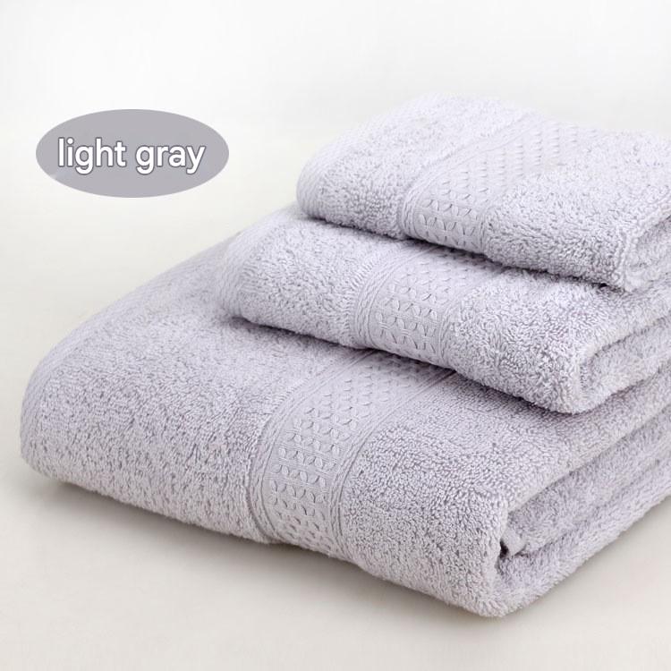 3-Piece Light gray Towel Set - Soft Absorbent Bath, Hand & Face Towels with Jacquard Weave, Gift Set for Home, Hotel, or Gifting - Durable, Low-Lint, Machine Washable