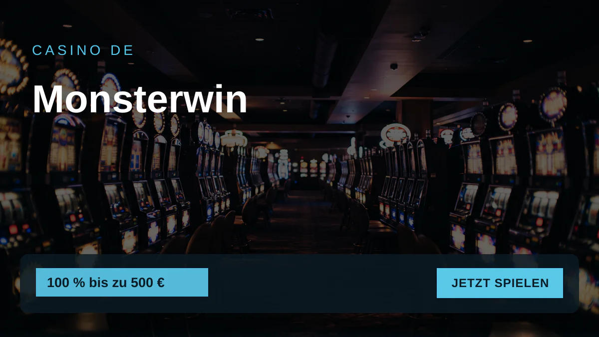 Monsterwin Casino — Willkommensbonus 100 % bis zu 500 € + 200 FS, Zahlungen: Visa, Skrill, Neteller, Paysafecard