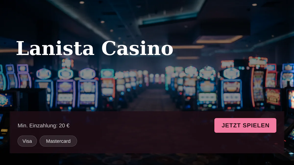 Lanista Casino — Willkommensbonus 50% risikofrei bis 50 € + 250 FS, Zahlungen: Visa, Mastercard, Paysafecard, Sofort, Interac