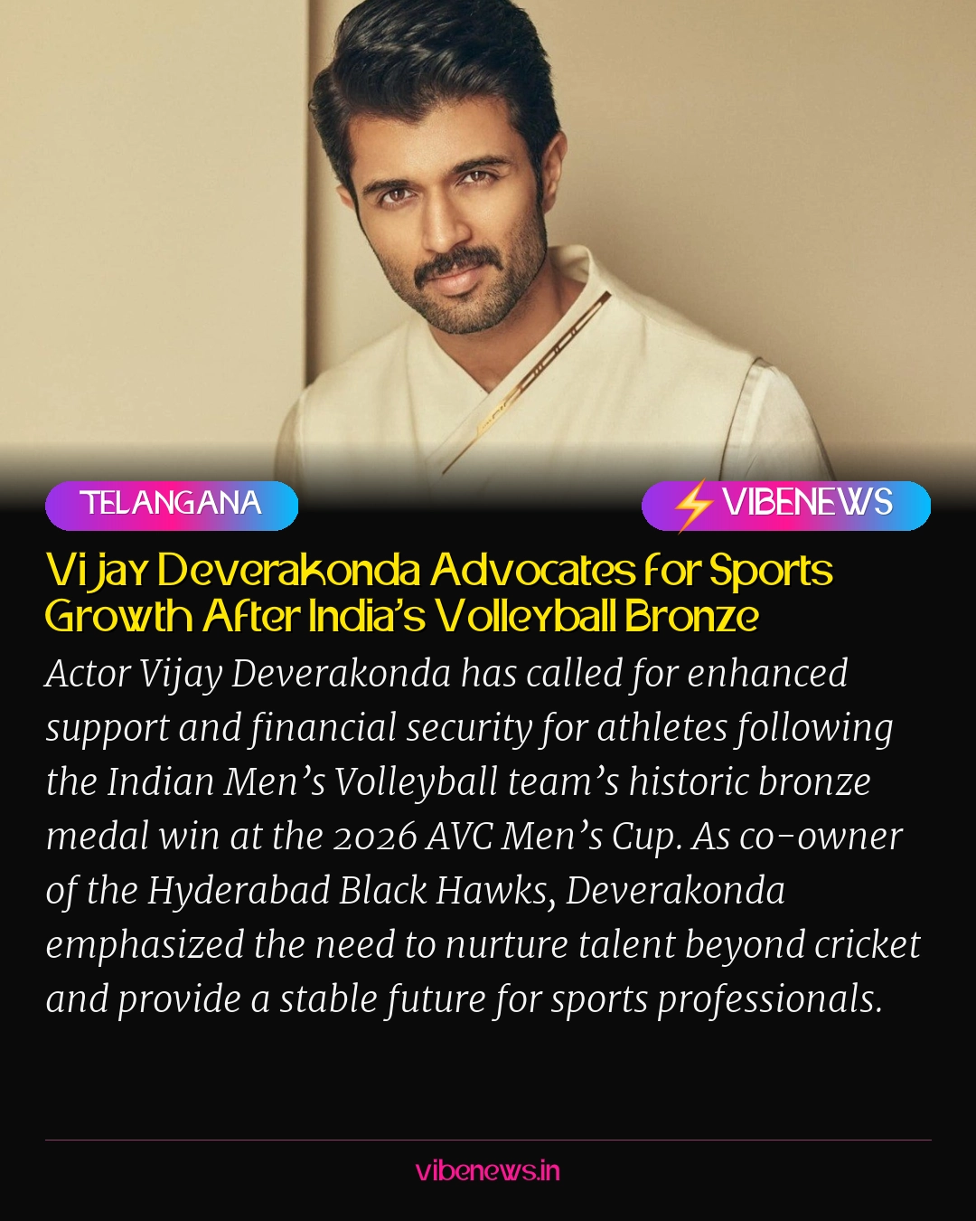 Vijay Deverakonda Advocates for Sports Growth After India’s Volleyball Bronze