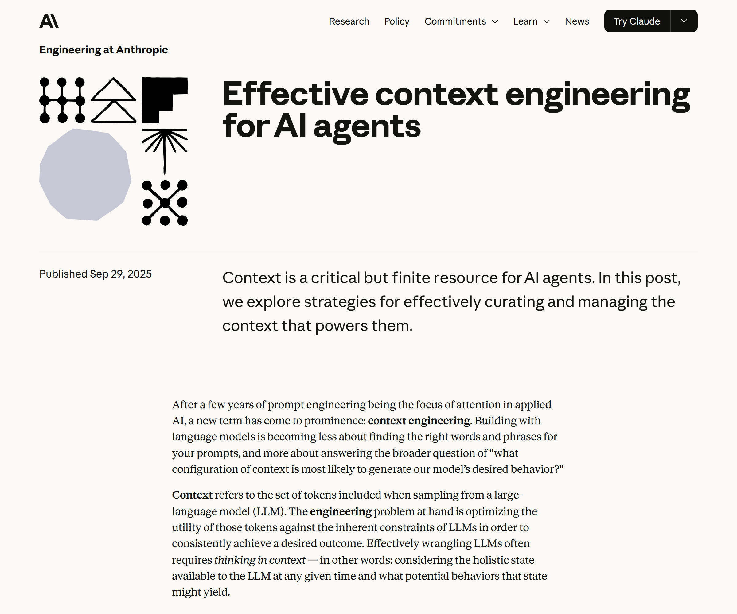 Anthropic official — Guide to effective context engineering (Source: Anthropic official)
