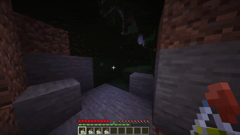 a player throwing a Splash Potion of Holiness at a patch of Infected Blocks