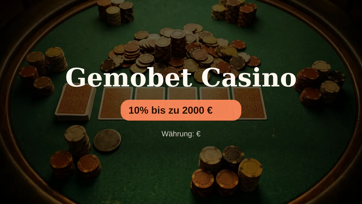 Gemobet Casino — Willkommensbonus 10% bis zu 2000 €, Zahlungen: Visa, Mastercard, Revolut, MiFinity