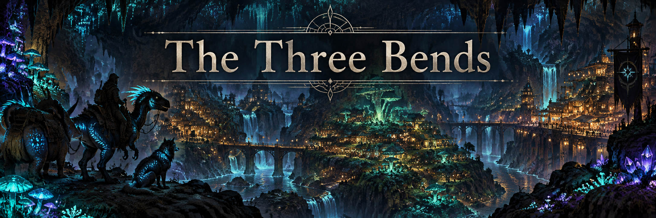 The connected settlements and roads of the Three Bends