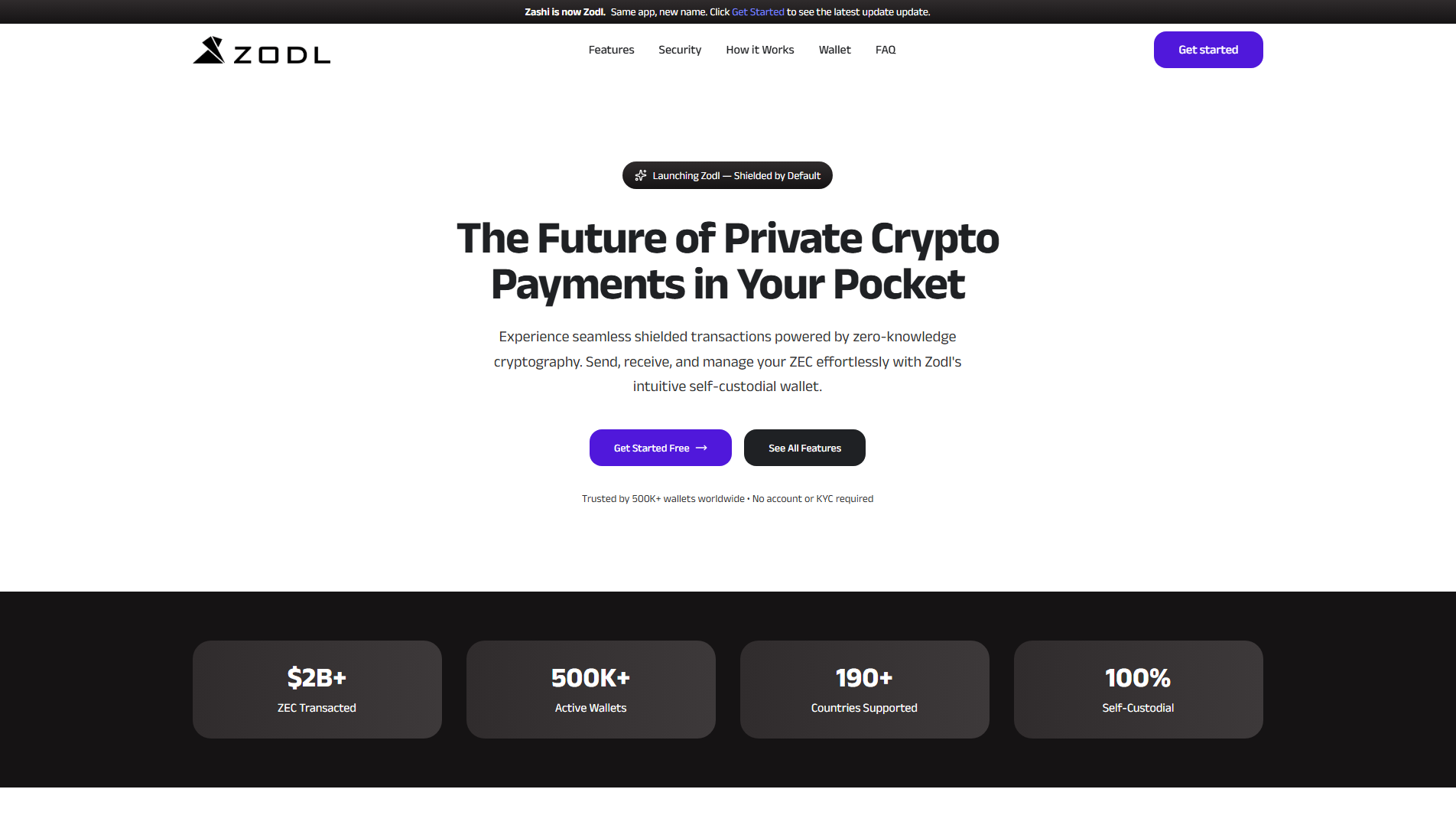 Stored capture of zodl-wallet.com