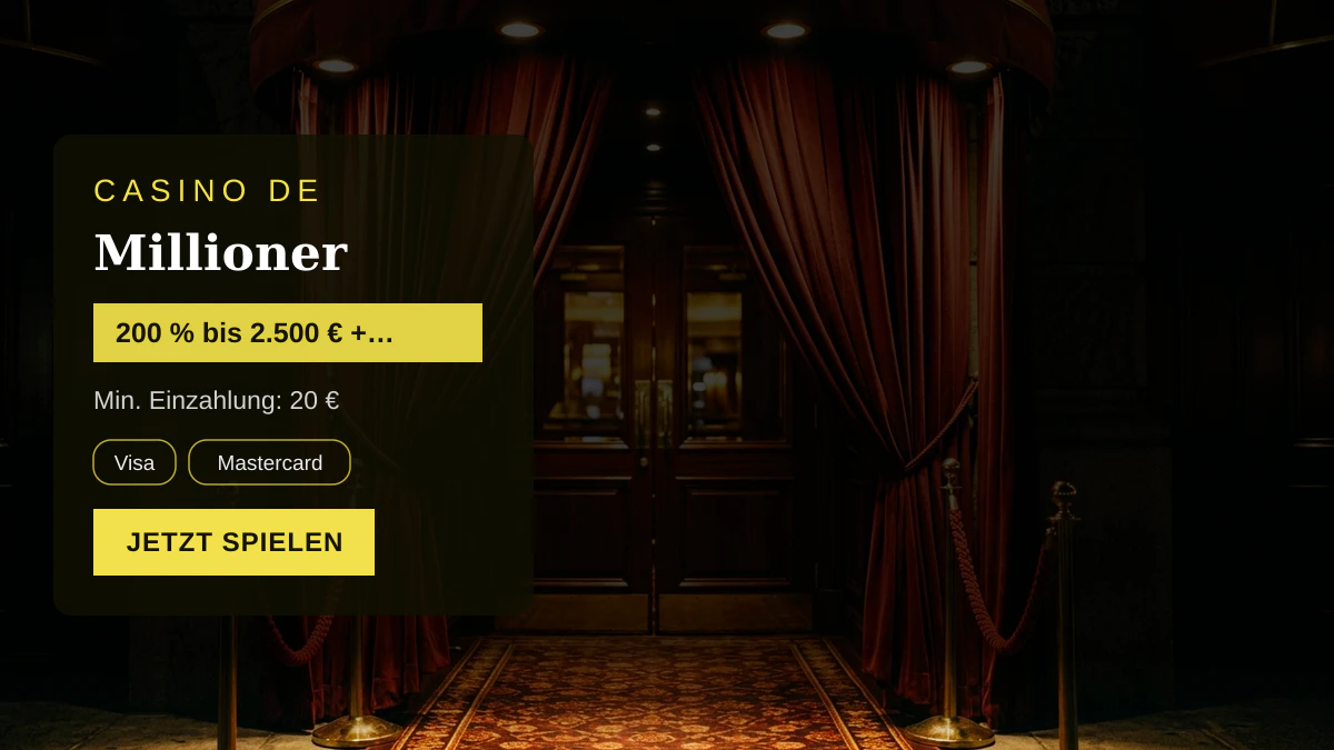 Millioner Casino — Willkommensbonus 200 % bis 2.500 € + 300 FS, Zahlungen: Visa, Mastercard, Skrill, Neteller, Paysafecard
