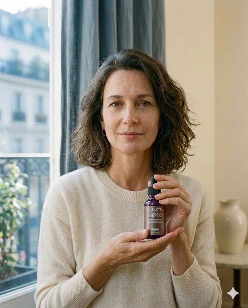 Femme reposée au visage naturel
