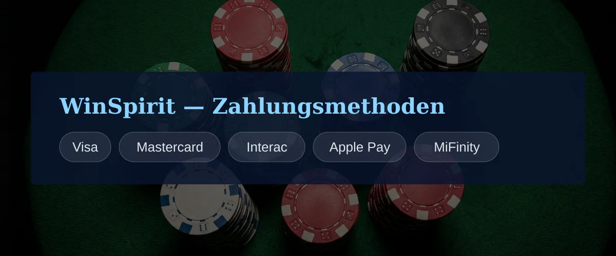 WinSpirit — Zahlungsmethoden: Visa, Mastercard, Interac, Apple Pay, MiFinity