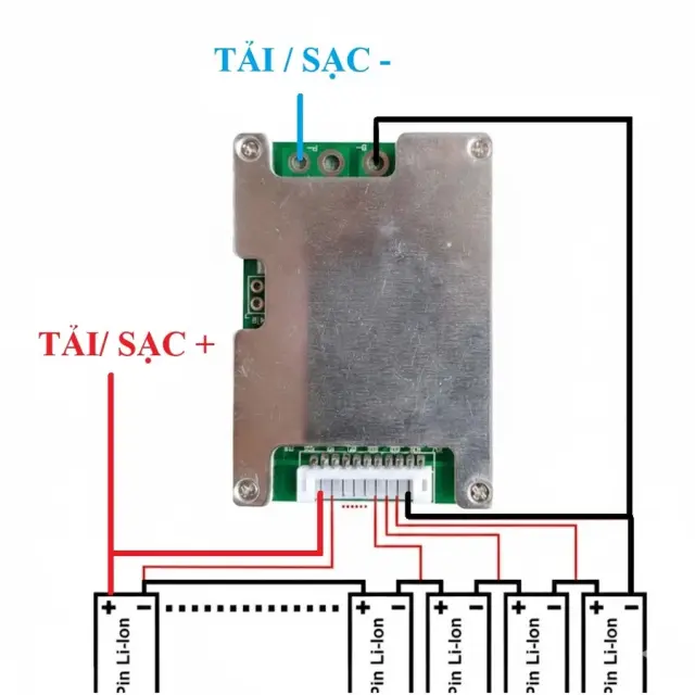 Sơ đồ hướng dẫn đấu nối mạch 10S cổng sạc xả riêng tại VĨ GIA SHOP