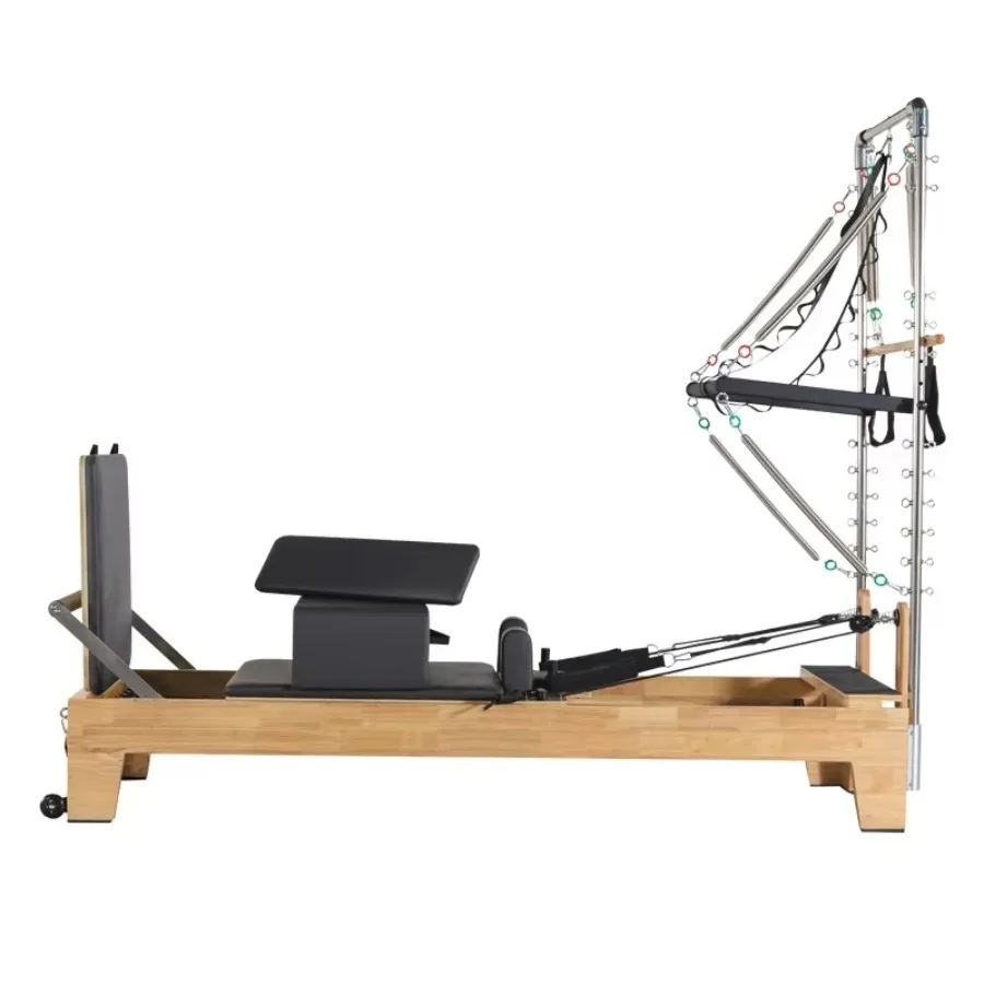 Wood Pilates Reformer Set Customizable Leather Colors Reformer Pilates Machine for Yoga Studio pilates 3-in-1 view 4