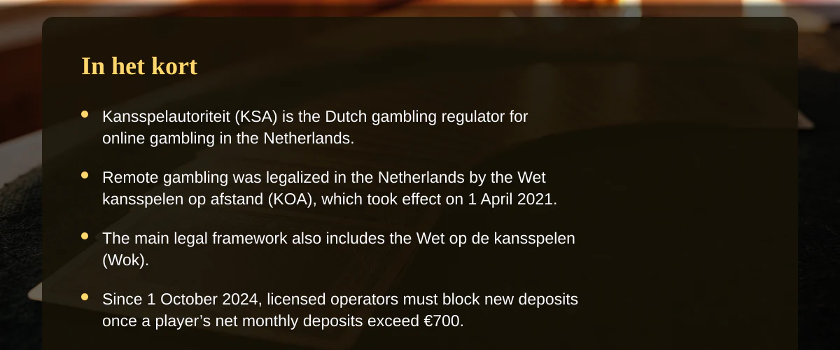 Lage drempels in de Nederlandse kansspelmarkt — In het kort