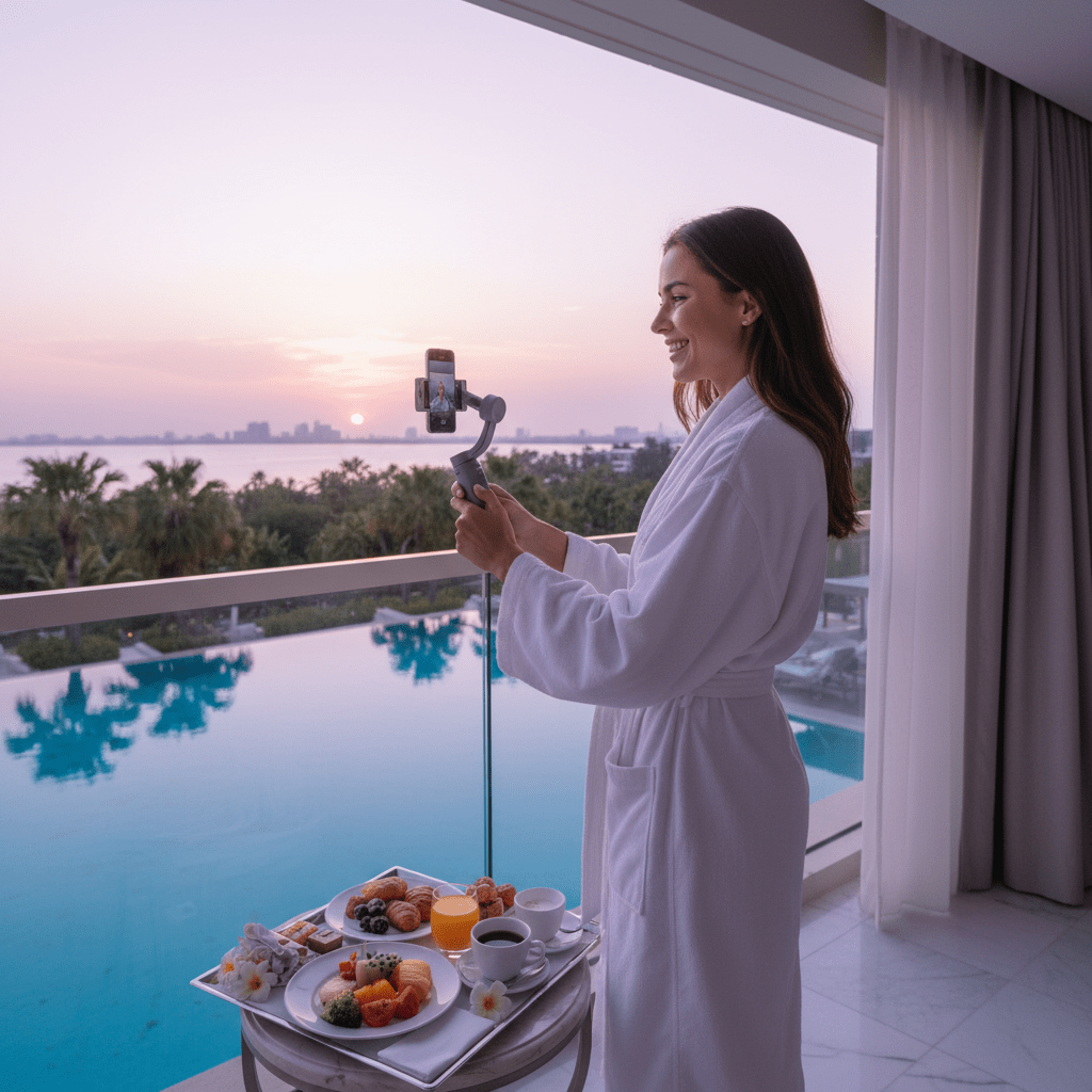 Hotel team reviewing influencer profiles and performance data