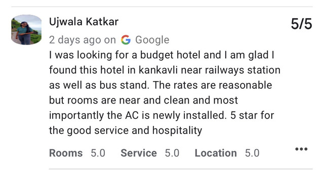 Google review by Ujwala Katkar — 5 stars