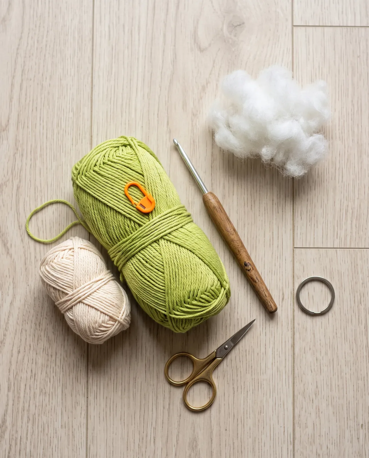 No-Sew Mini Frog Keychain crochet materials and tools