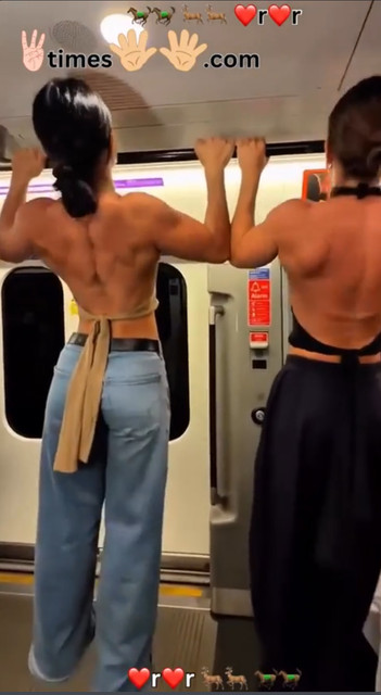 Only a hottie can get away with pullups in a moving train