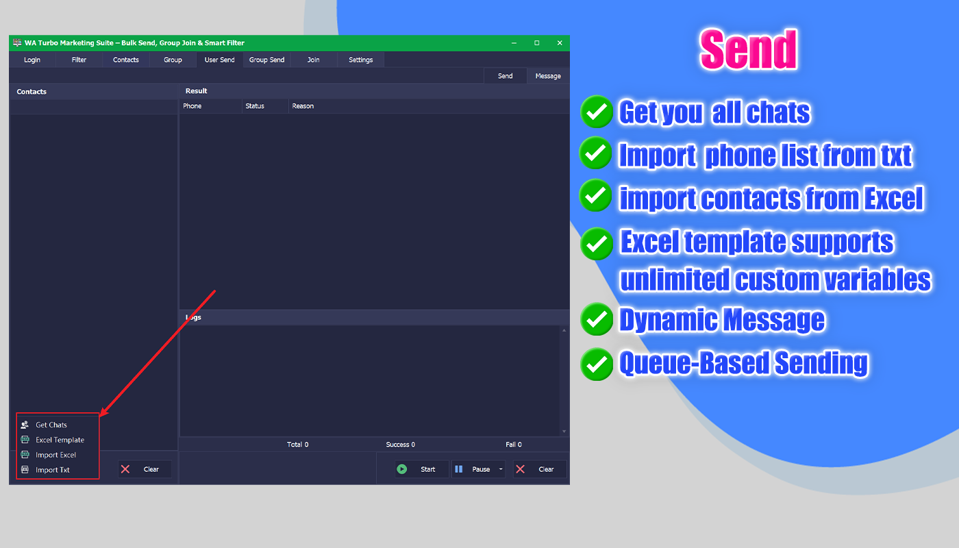 WhatsApp dynamic message variables Excel mapping