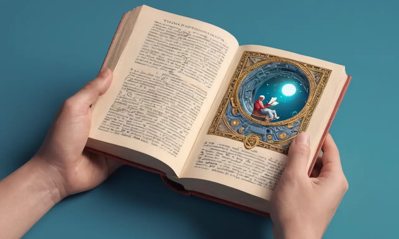 Una persona sosteniendo un libro antiguo y mirando un dispositivo moderno, simbolizando la evolución del lenguaje a través de la interacción humana.