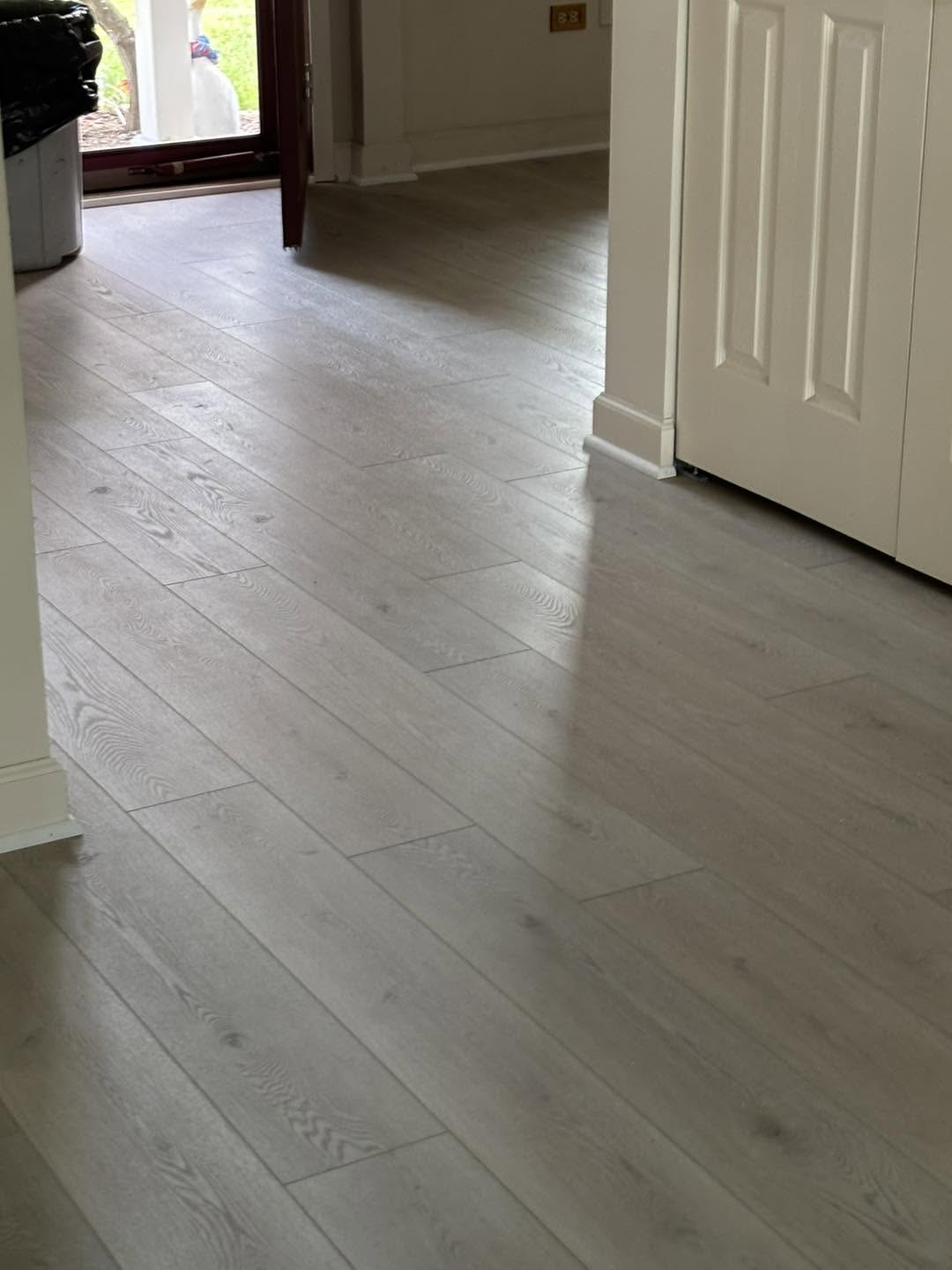 Hardwood flooring being installed