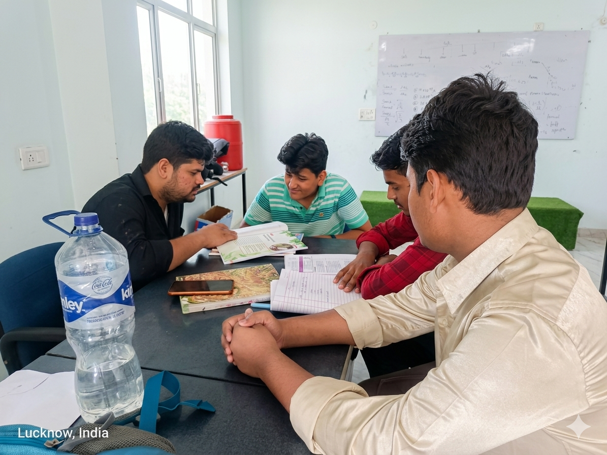 Students in group discussion for GD/PI preparation