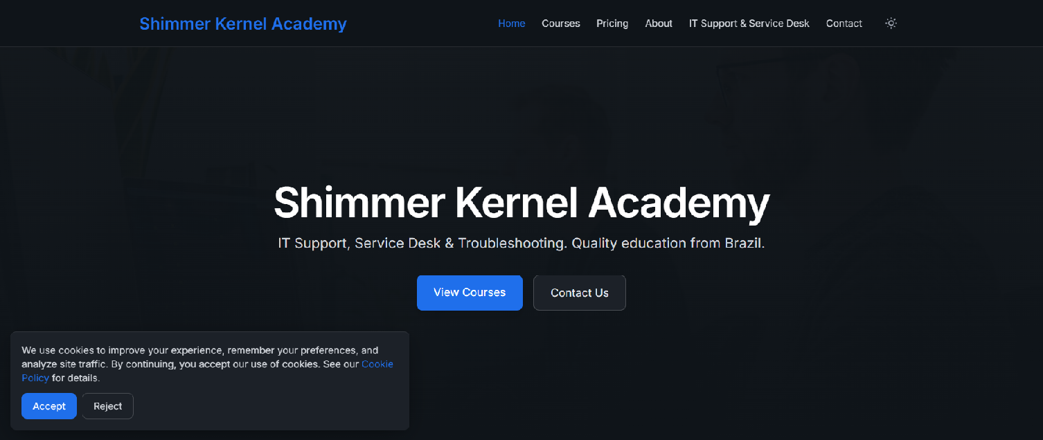 Screenshot of shimmer-kernel.digital