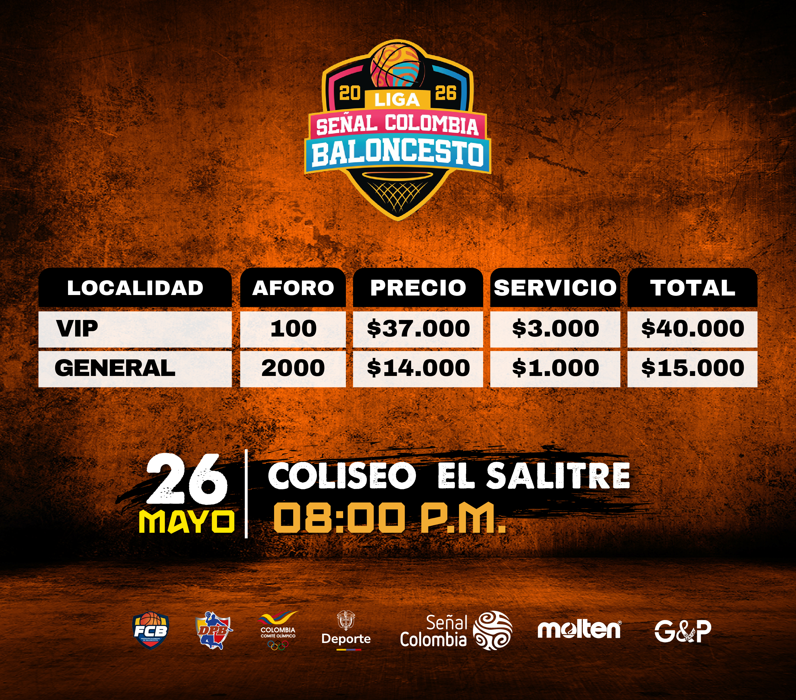 Tabla de precios Piratas vs Toros