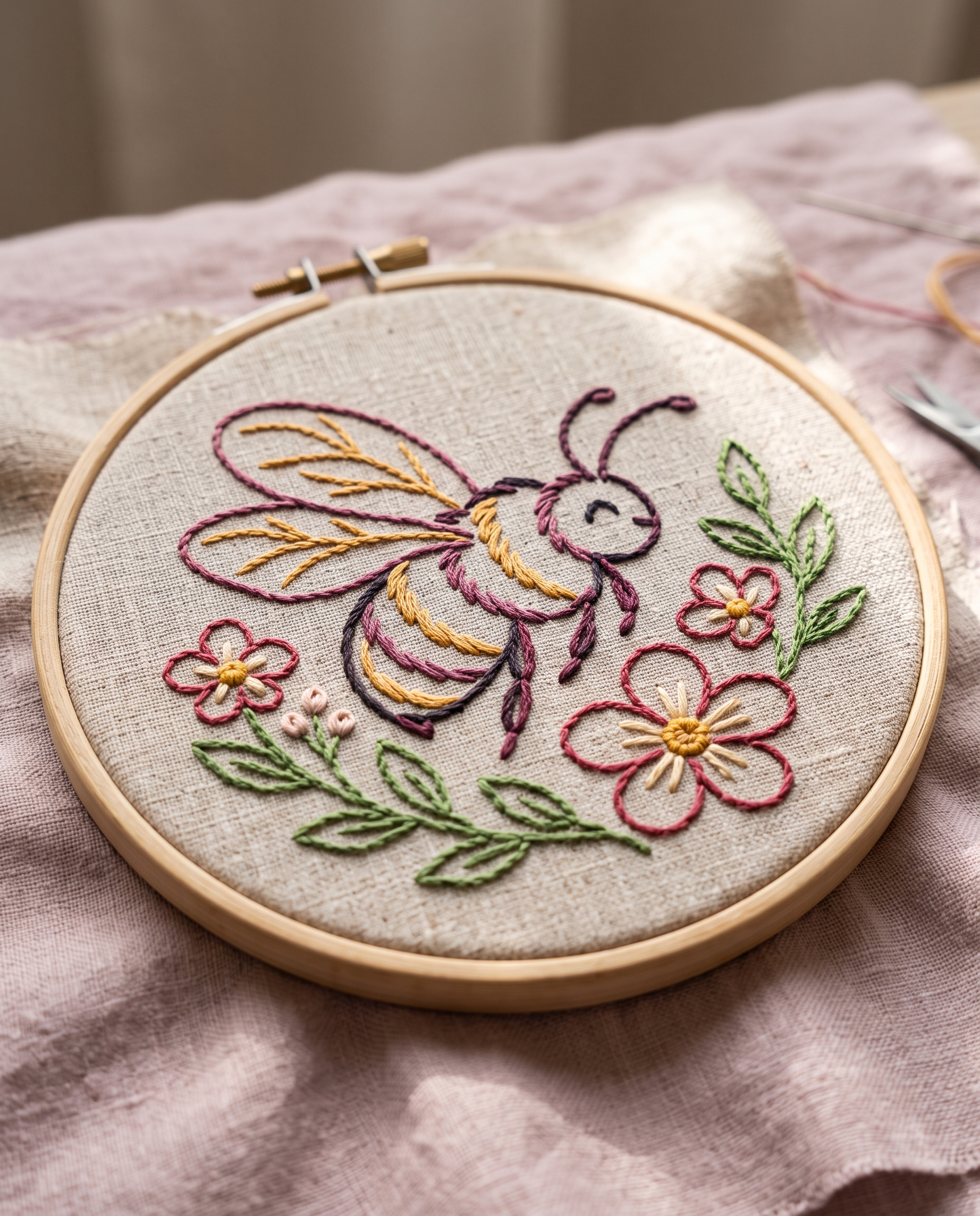 Bee & Wildflowers Hoop project image